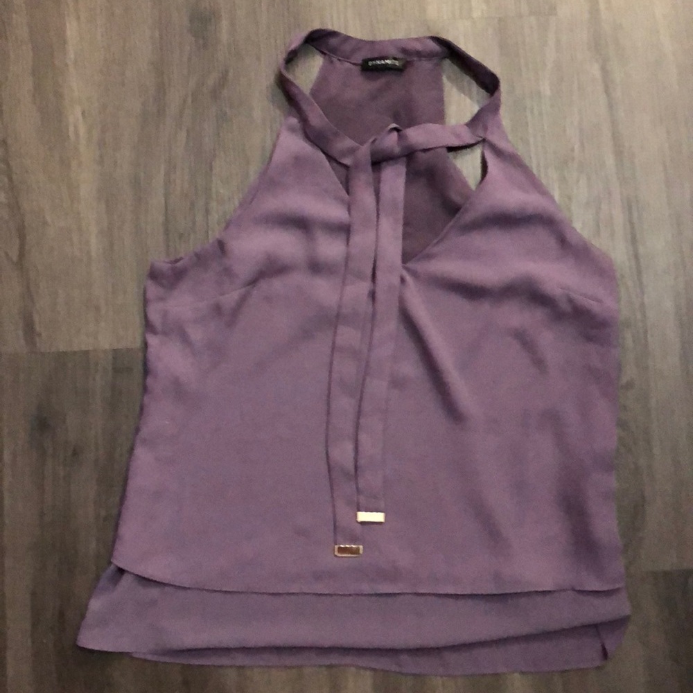 Purple dynamite blouse, halter with tie, 2/20